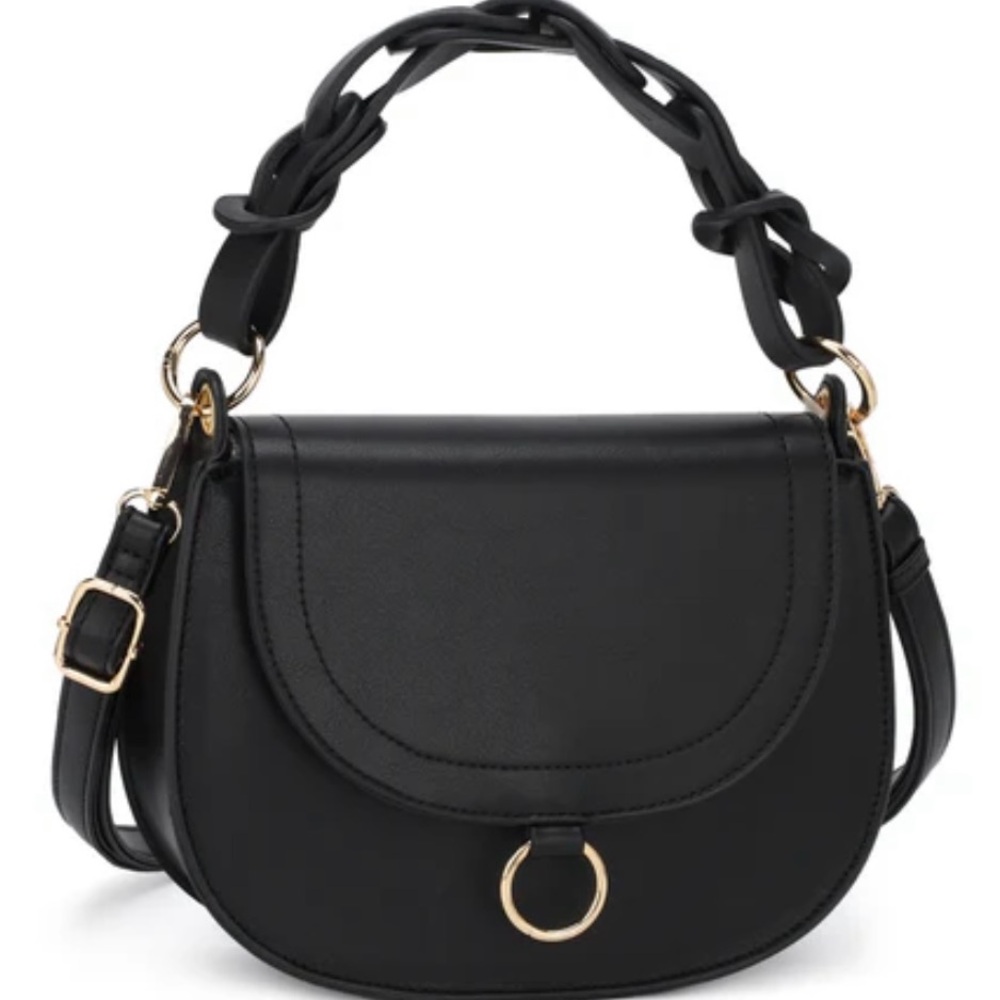 Kayla Ava Becca Chic Black Crossbody Bag with Gold Accents